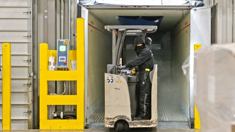 pallet mover going into cold storage